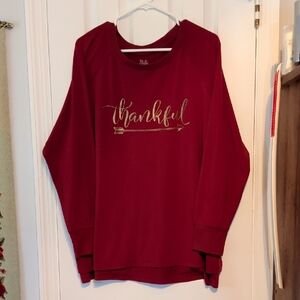 State of Mind Burgundy Sweatshirt with Metallic Gold Script Sz 2X